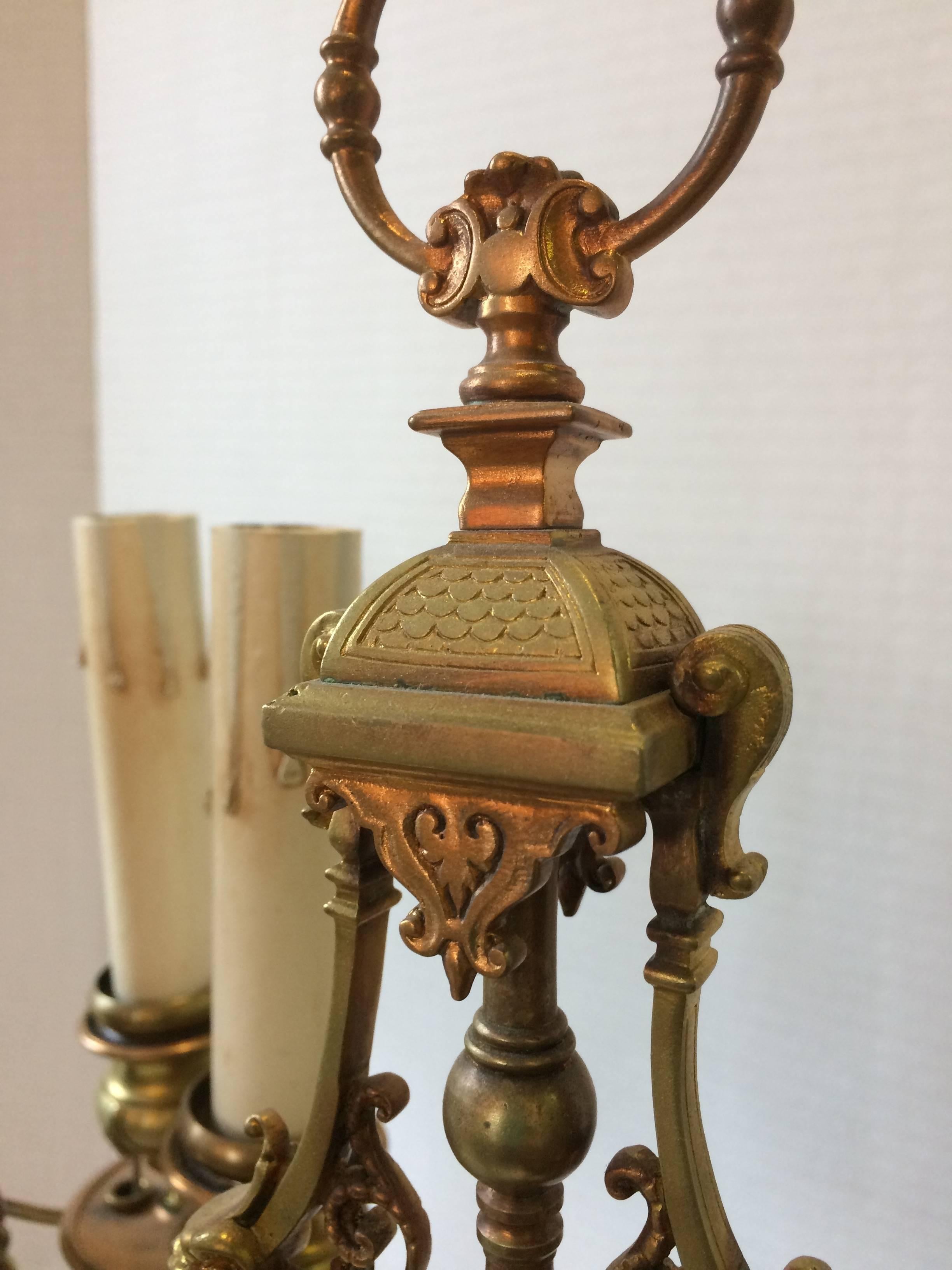 Supremely Elegant Pair of Bronze Renaissance Revival Candelabra Lamps For Sale 2