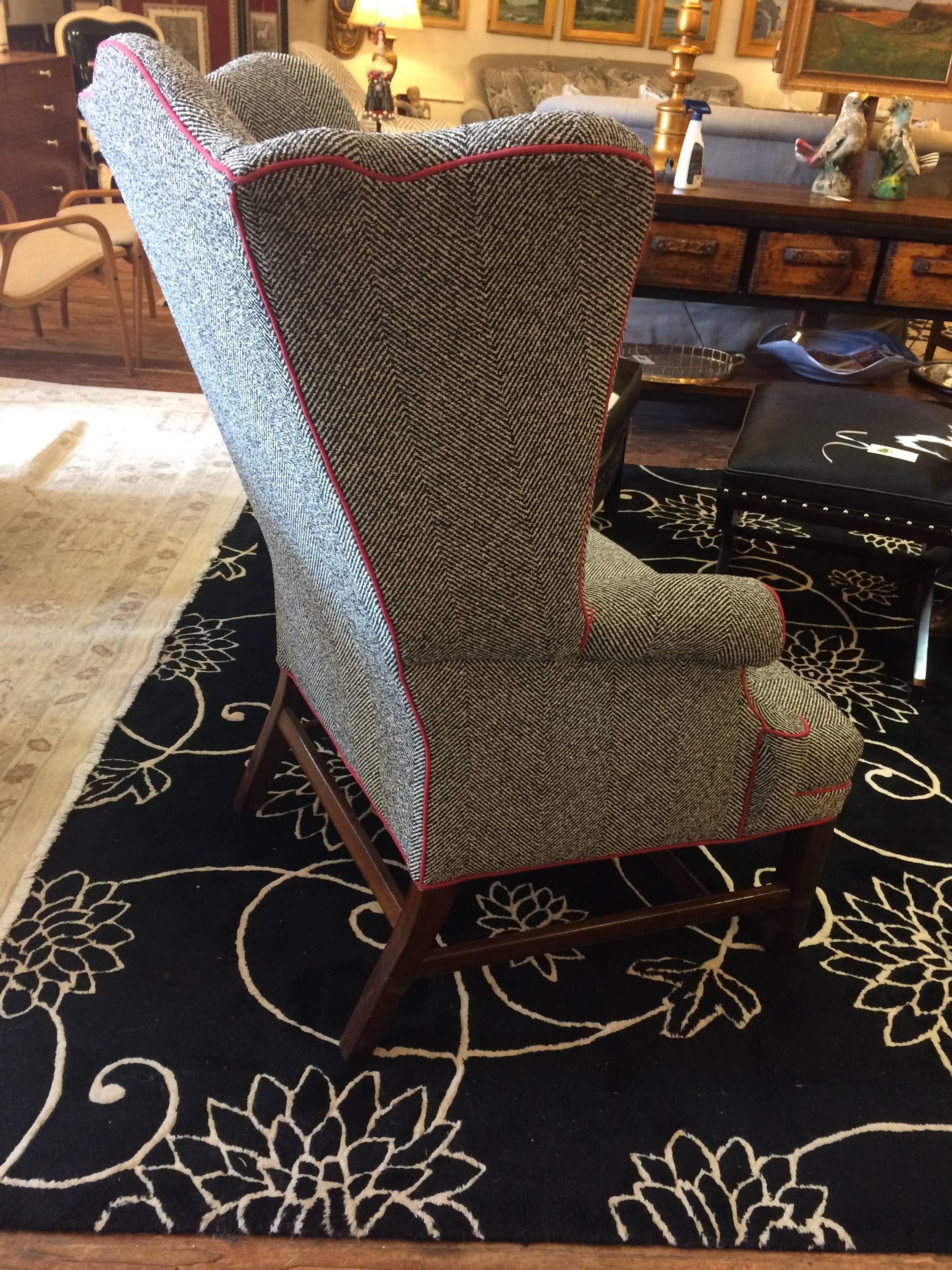 herringbone wingback chair