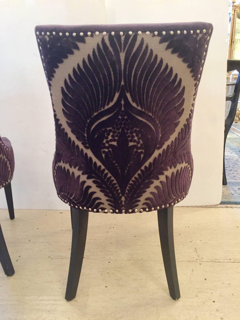 Super Chic Pair of Purple Mohair and Cut Velvet Dining or Livingroom ... Super Chic Pair of Purple Mohair and Cut Velvet Dining or Livingroom ...
