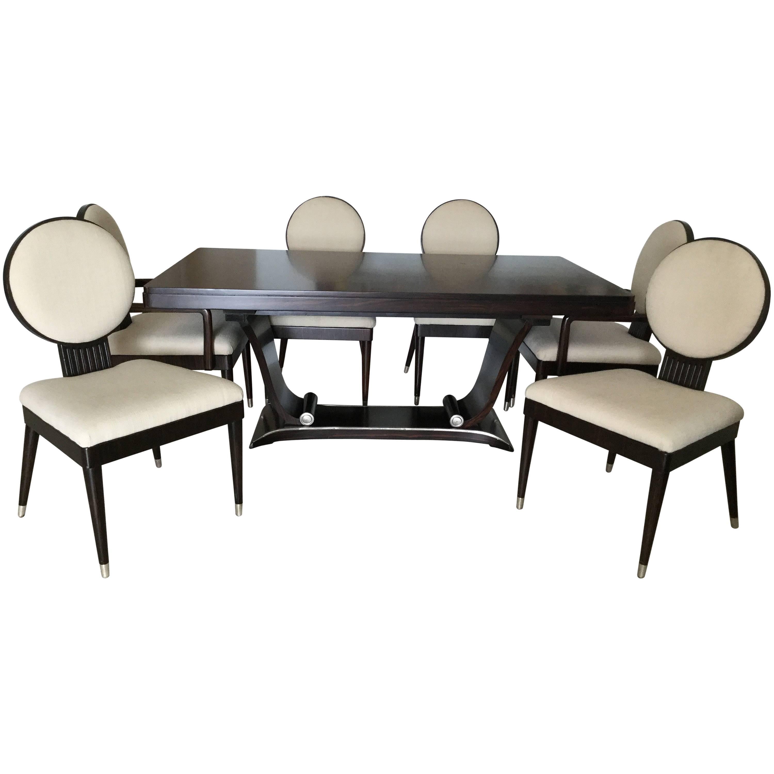 Fabulously Chic Italian Rosewood Dining Table and Chairs Dining Set