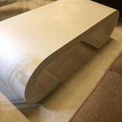 Karl Springer Style Cream Faux Shagreen Coffee Table