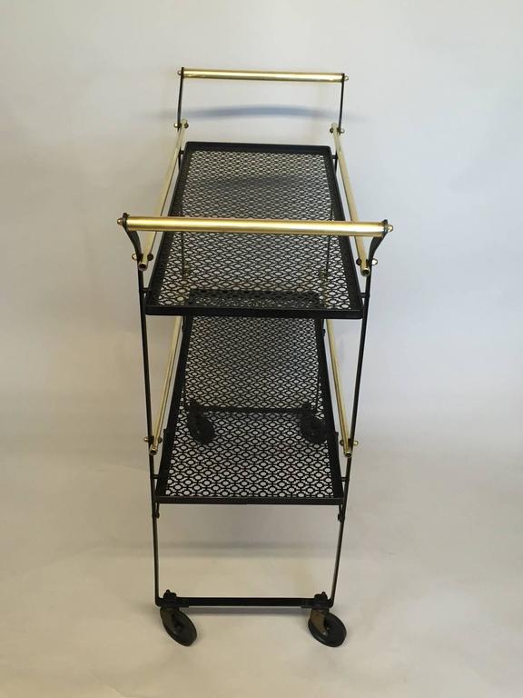 Very Unusual French Black Metal and Brass Bar Cart at 1stdibs