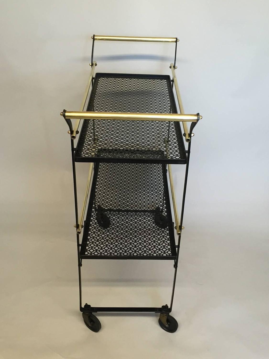 Very Unusual French Black Metal and Brass Bar Cart at 1stdibs