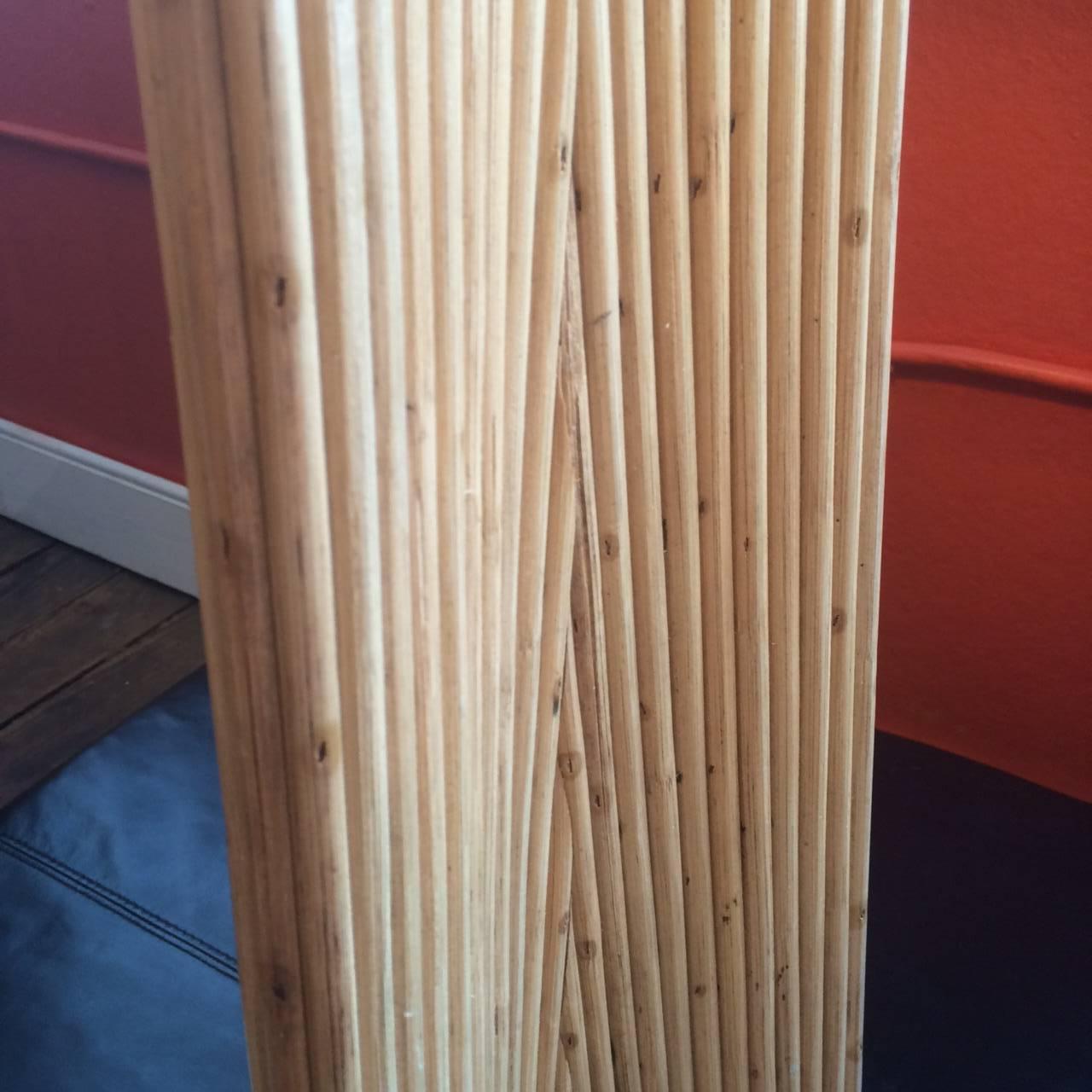 Palm Springs Style Pair of Super Tall Rattan Lamps In Excellent Condition In Hopewell, NJ