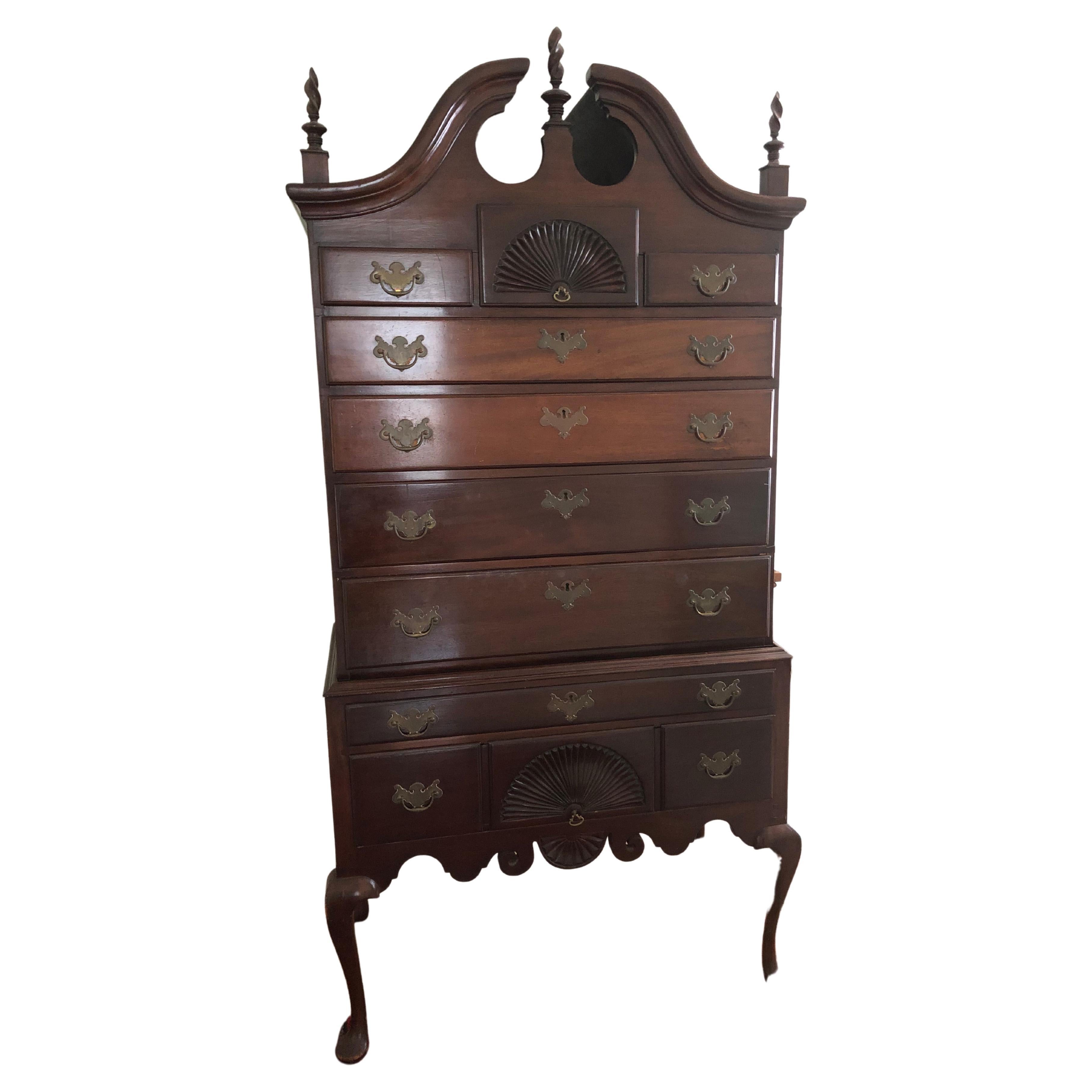 Impressive Stately 19th Century Mahogany American Highboy  For Sale