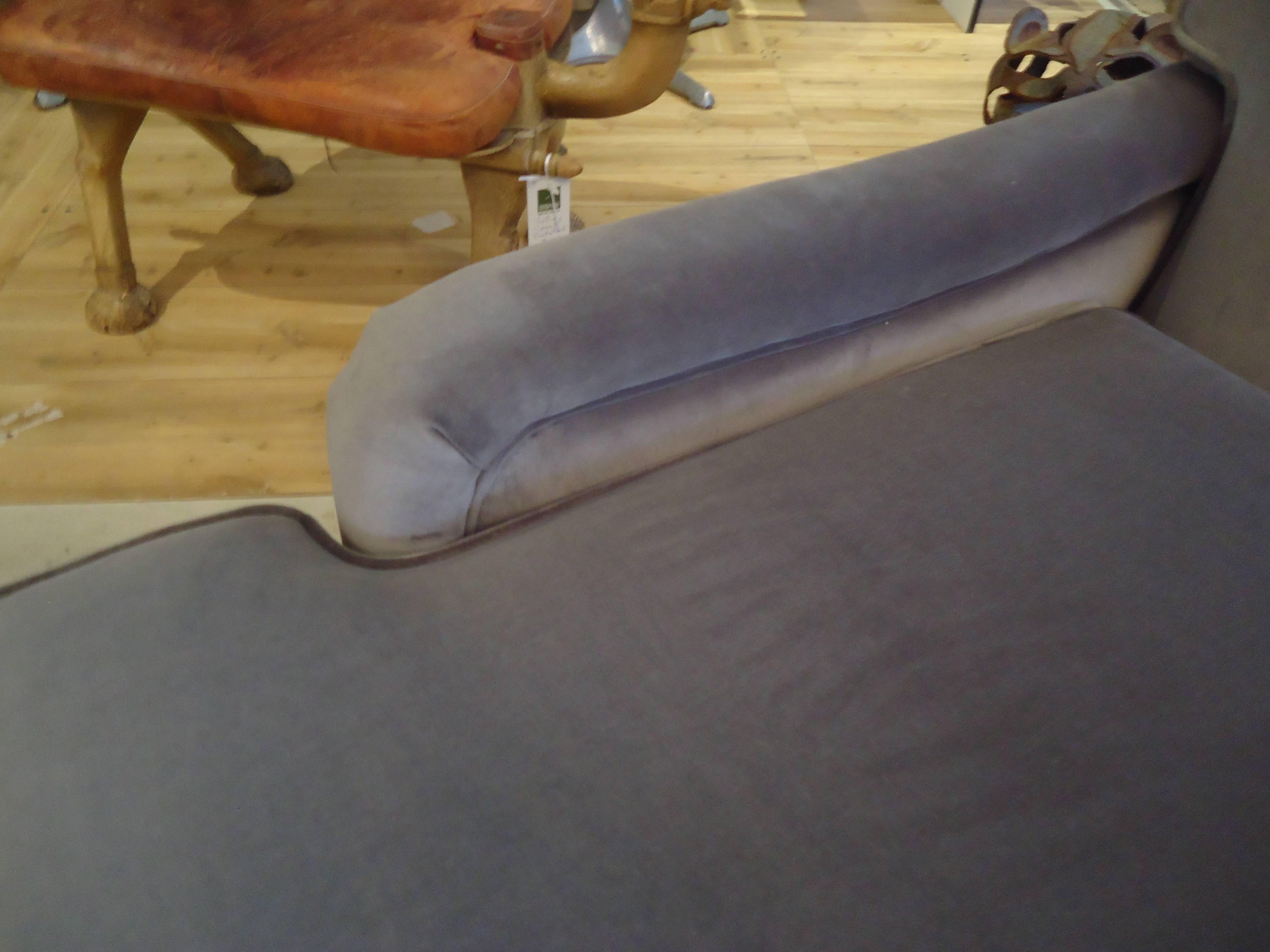 Mid-20th Century Pair of Luxurious Large Grey Velvet Club Lounge Chairs