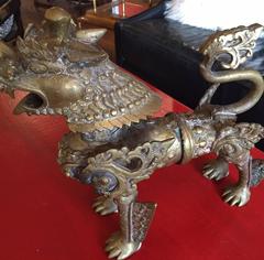 Pair of Vintage Brass Foo Dogs