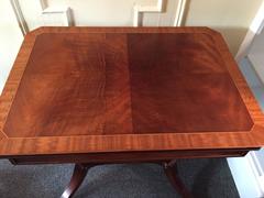 Lovely Matched Pair of Regency Banded Mahogany Side Tables