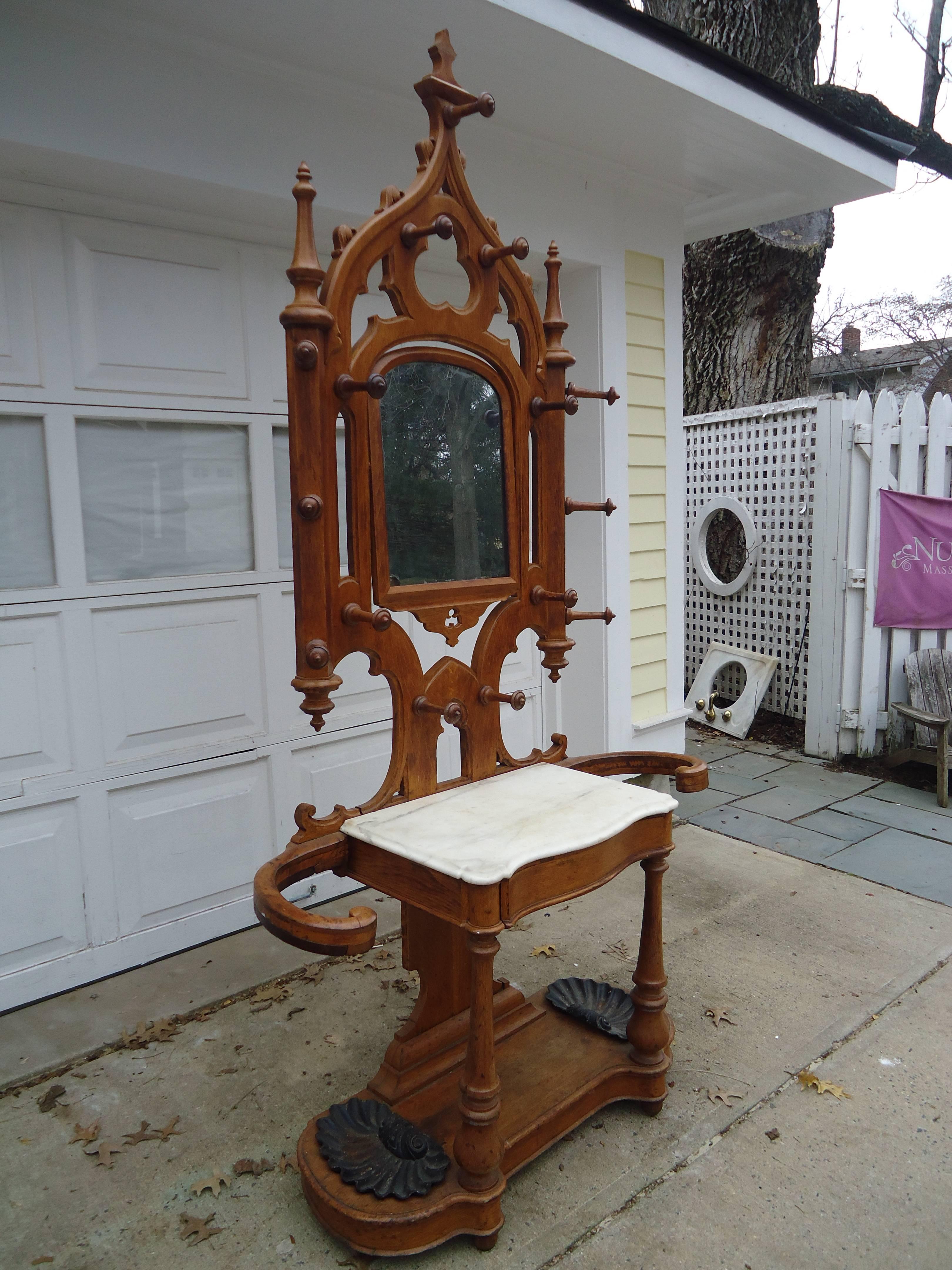 Tall Impressive Gothic Coat Hat Stand In Good Condition In Hopewell, NJ