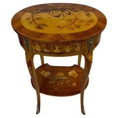 Gorgeous Mixed Wood Inlaid Night Standwith Playing Card Decoration
