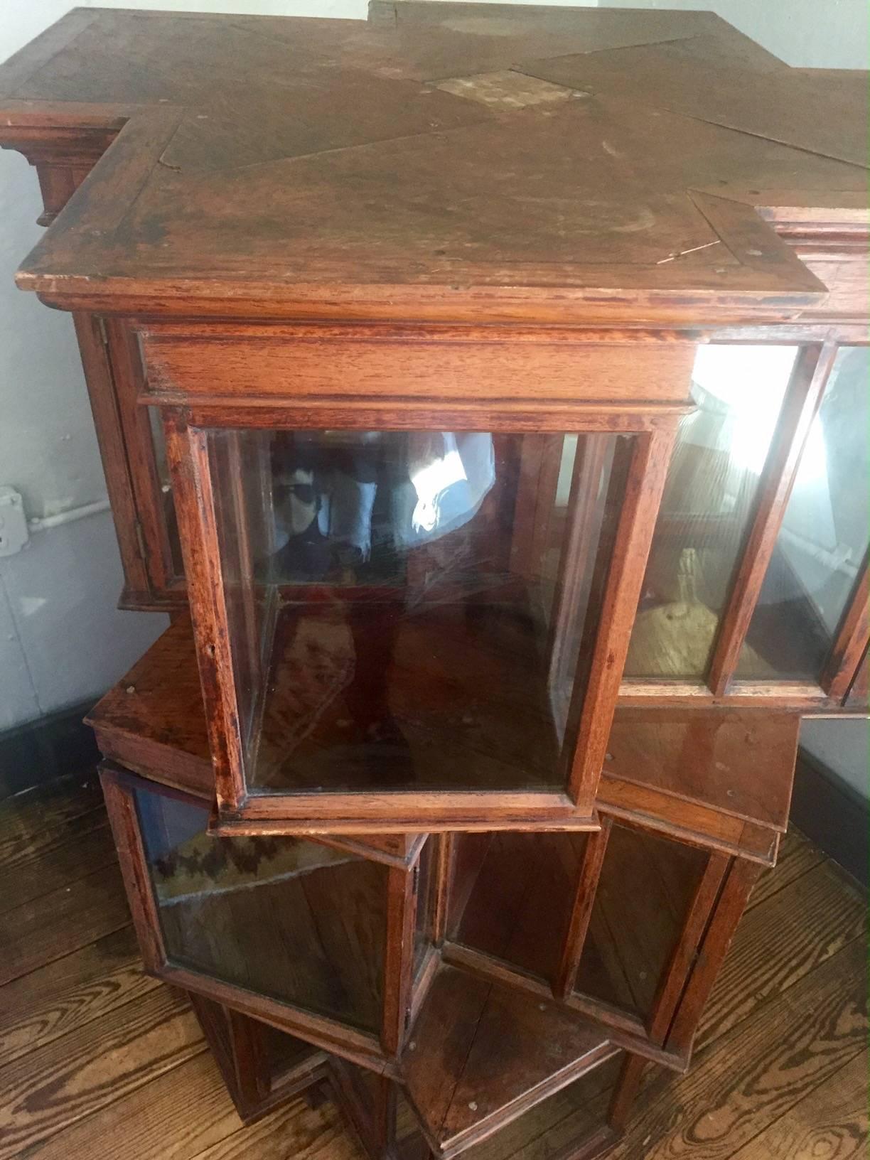 19th Century Very Unusual Antique Revolving Wood and Glass Bibliophile