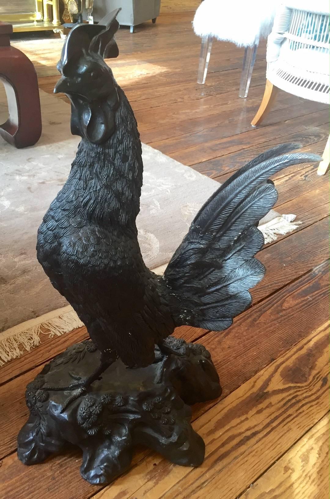 Striking sculpture of a rooster/cock in black metal, found about 20 years ago in a French antiques shop.