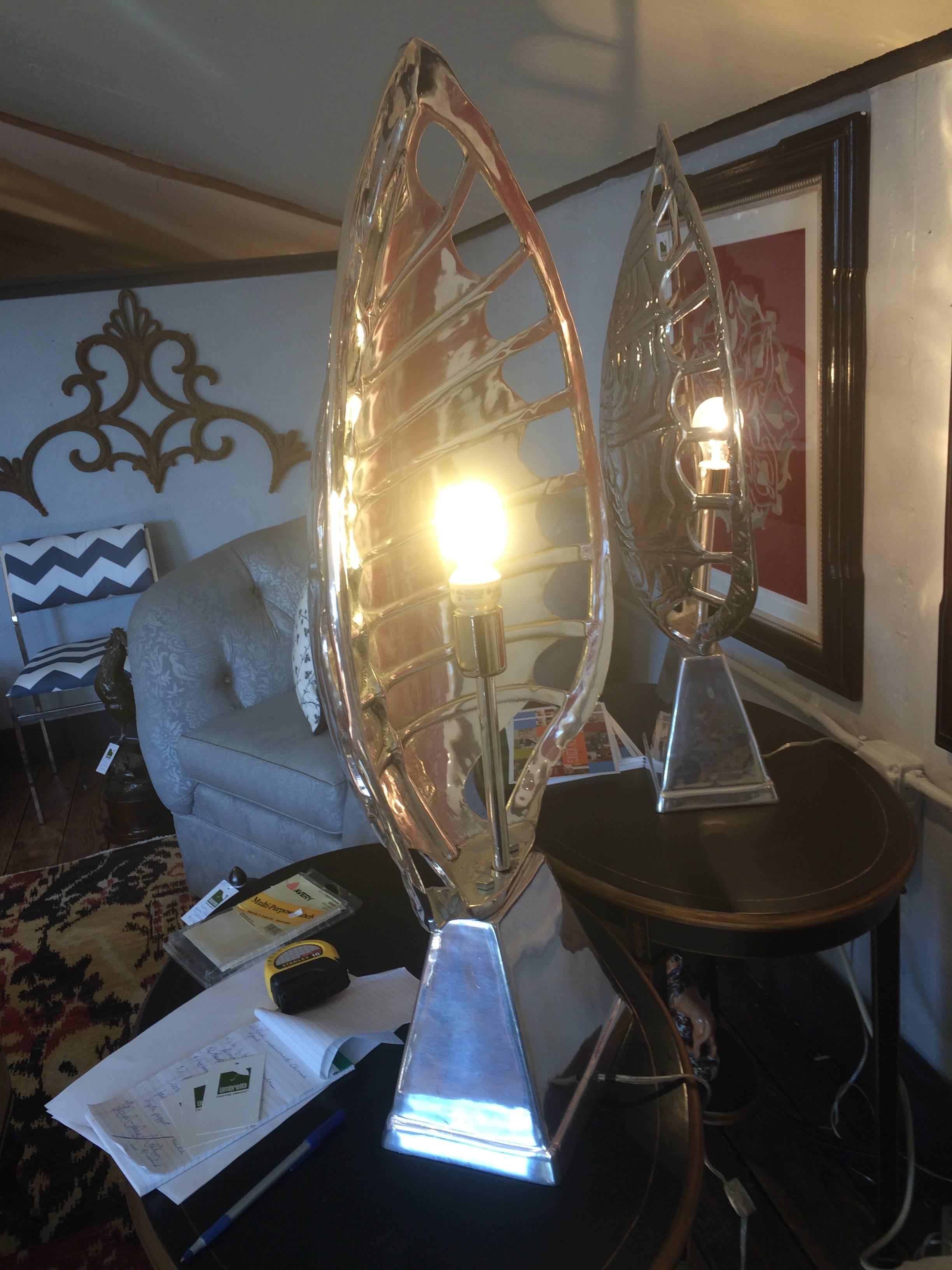American Very Glamorous Chrome Faux Tortoise Lamps