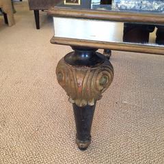 Mid-Century Mirrored Coffee Table with Decorative Wooden Turned Legs