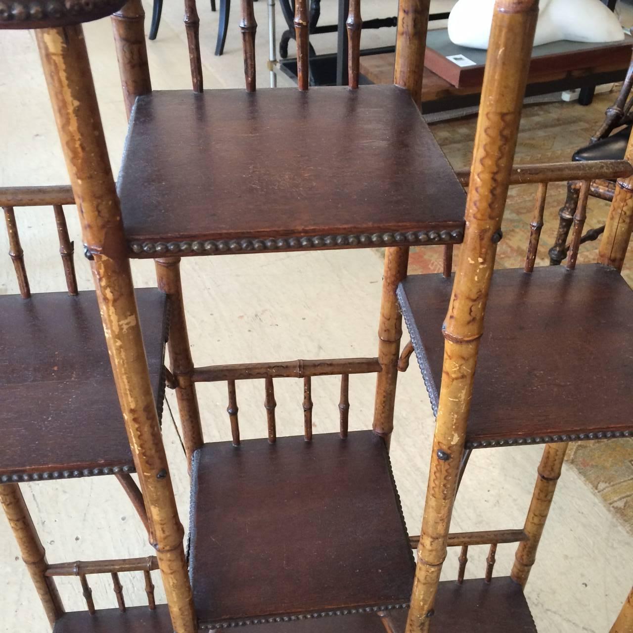 Vintage Bamboo and Wood Etagere In Excellent Condition In Hopewell, NJ