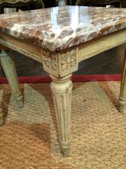Pair of Classic Louis XIV Carved Wood and Marble Topped Drinks Tables