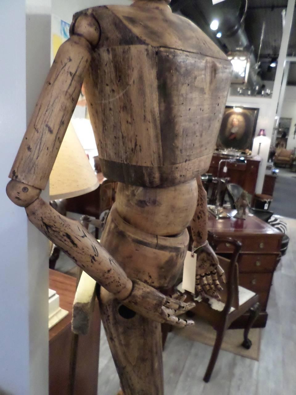 Incredible Fully Articulated Wooden Mannequin at 1stdibs