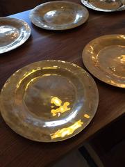 Set of Eight Hand-Hammered Brass Charger Plates