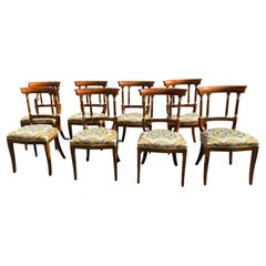 Opulent Set of 8 Empire Style Dining Chairs with Versace Upholstery