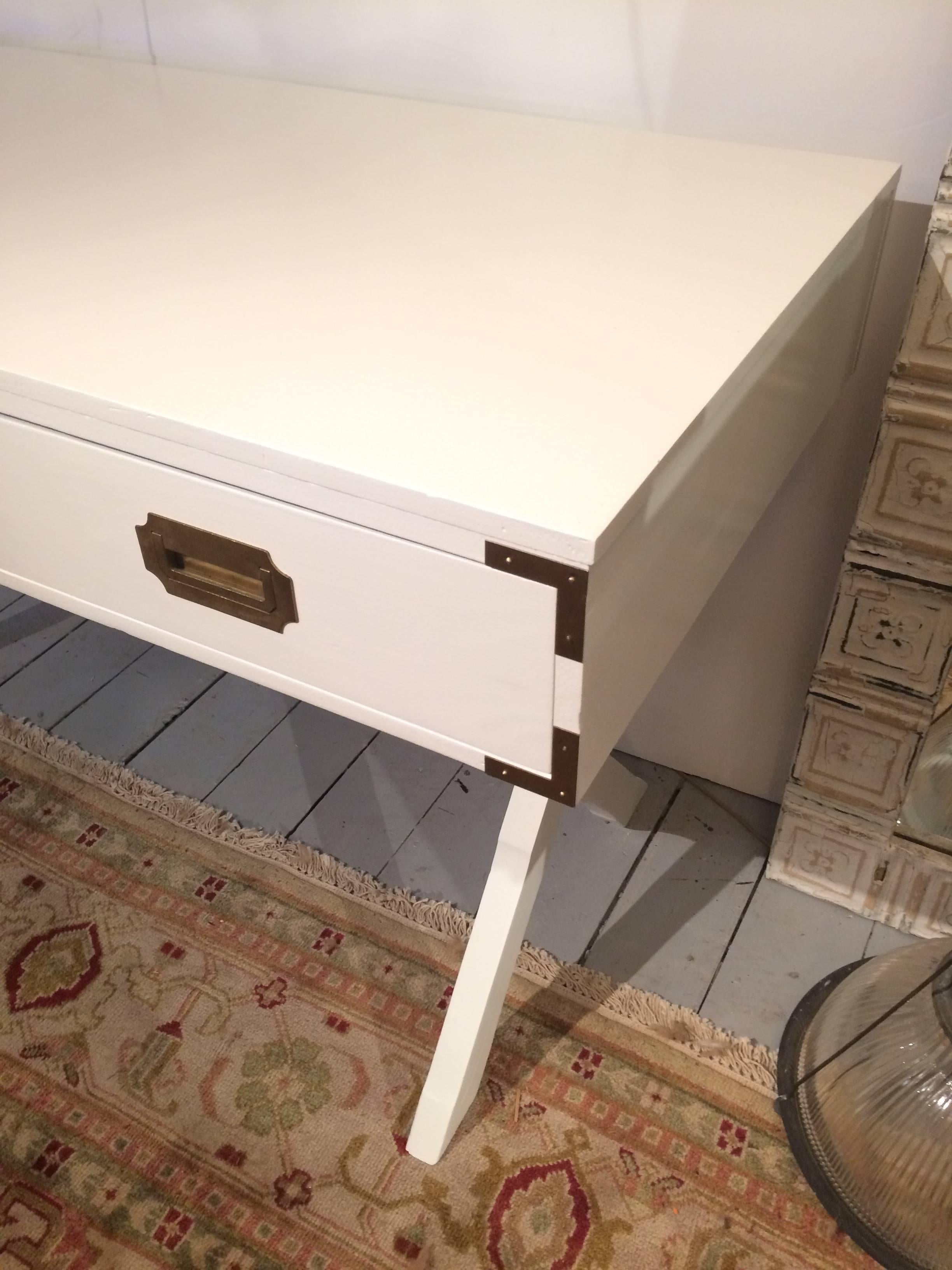 Late 20th Century Sophisticated Glossy White Campaign Style Desk