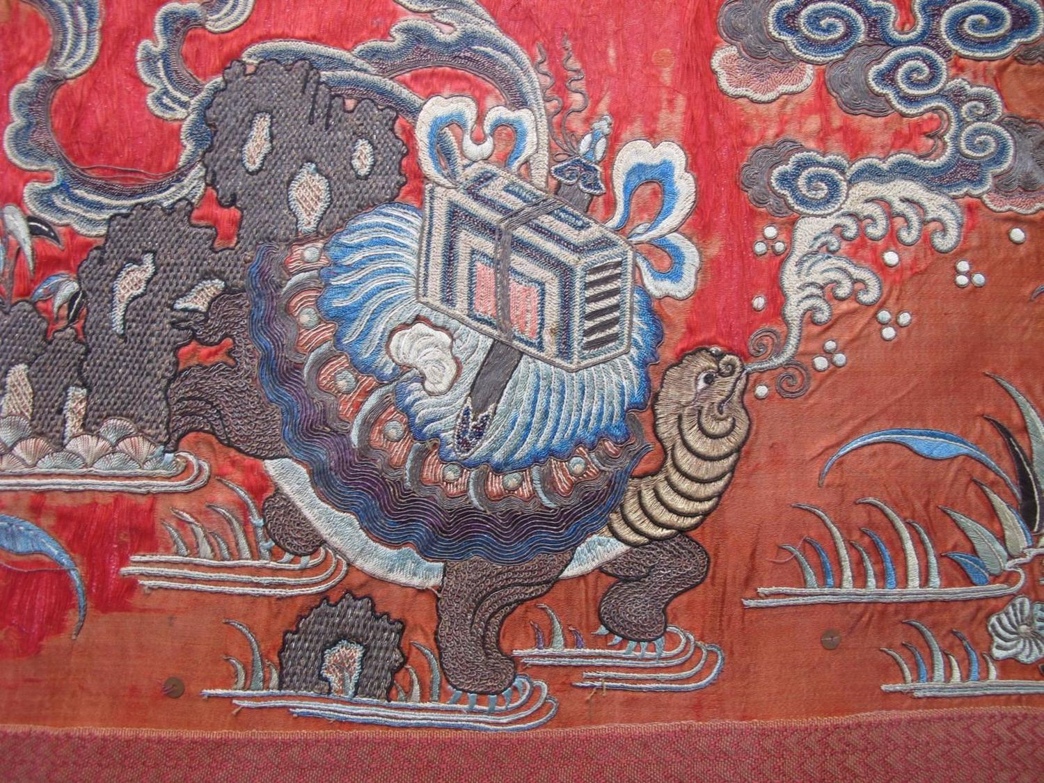 Pair of 19th Century Chinese "Forbidden Stitch" Embroidered Framed Fragments For Sale at 1stdibs