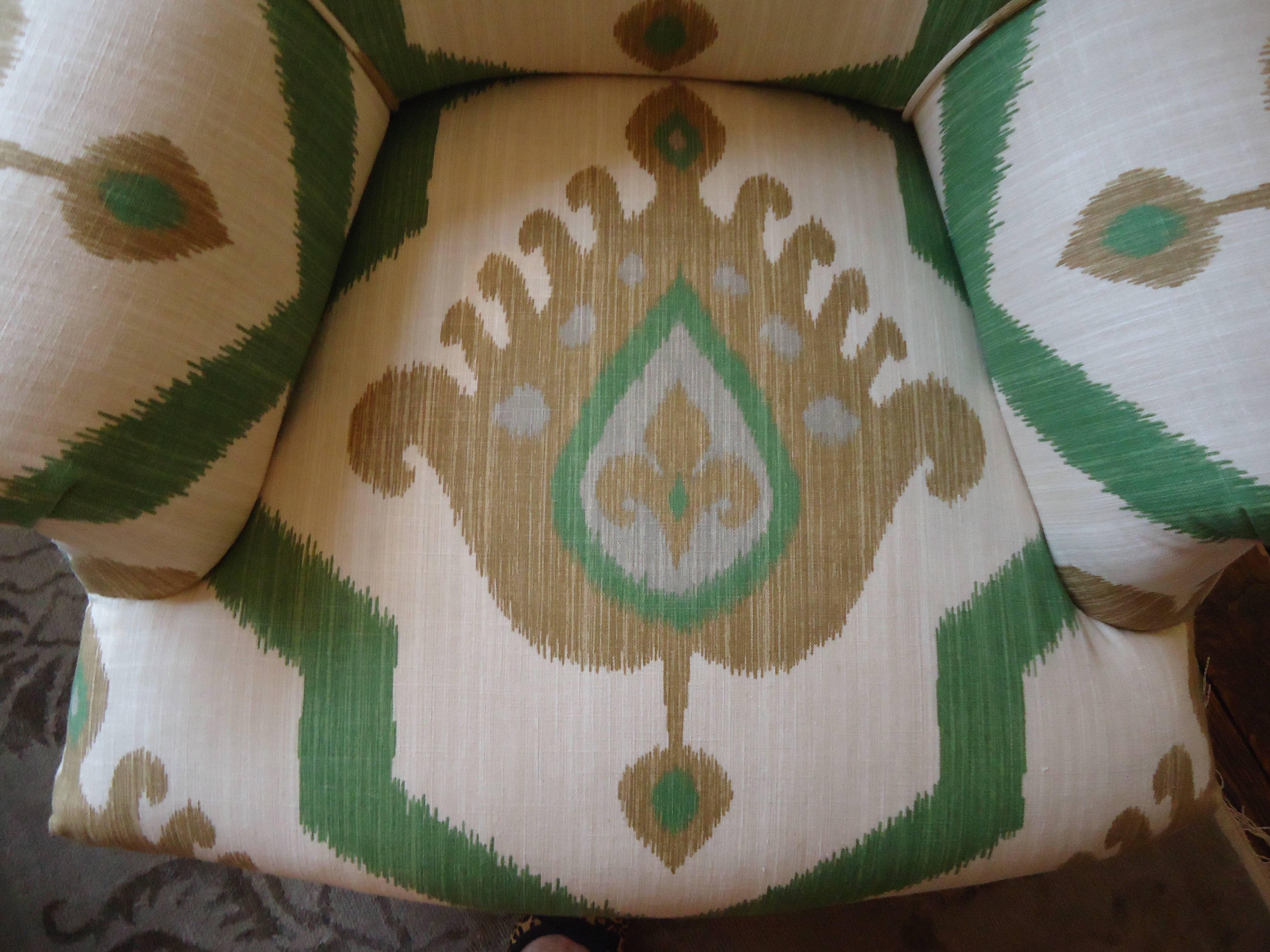 American Vintage Apartment Size Club Chair with Graphic Ikat Upholstery
