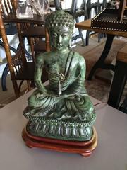 Mid-Century Modern Verdigris Buddha Table Lamp