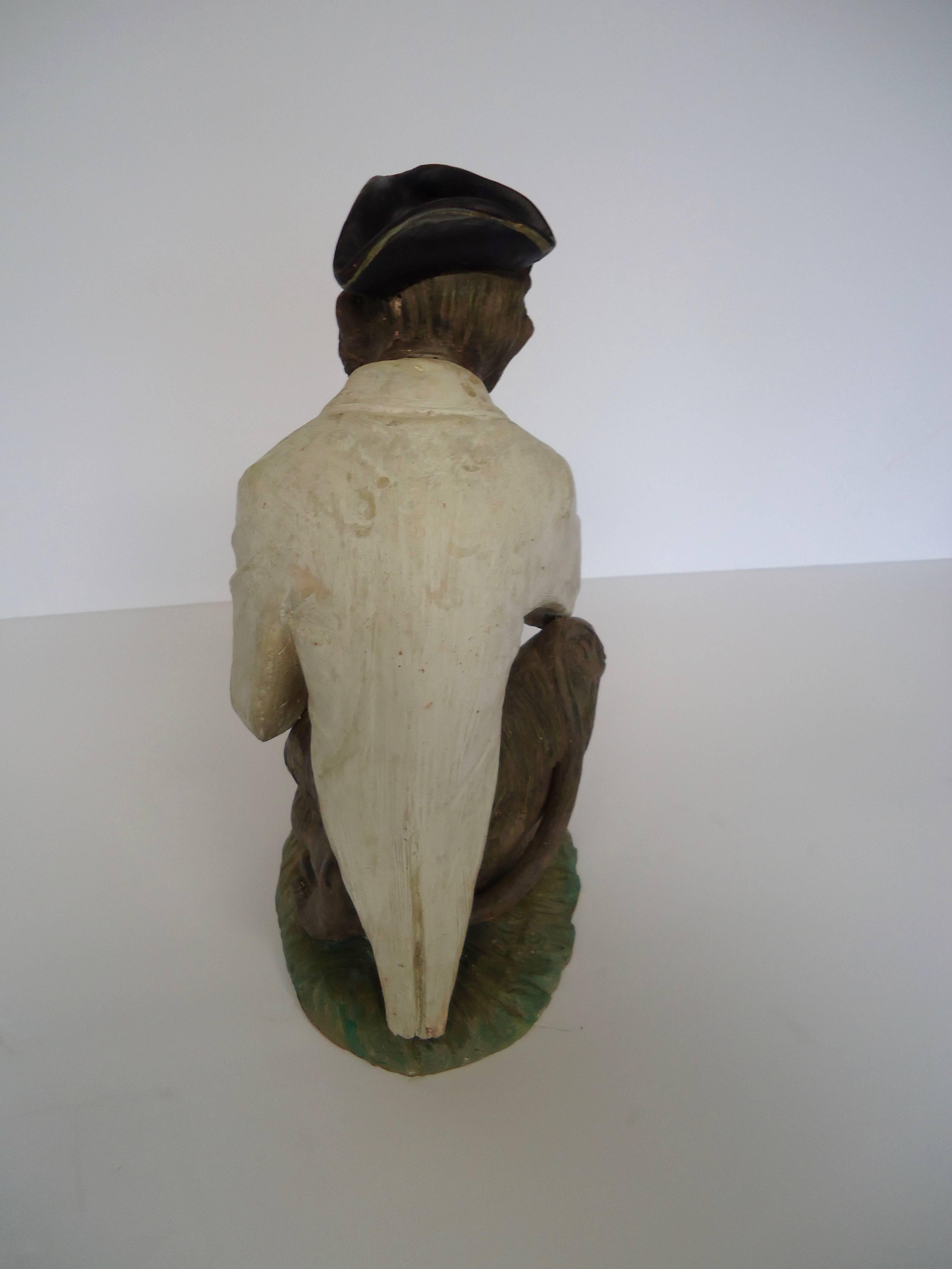 Mid-20th Century Soulful Italian Terracotta Monkey Statue