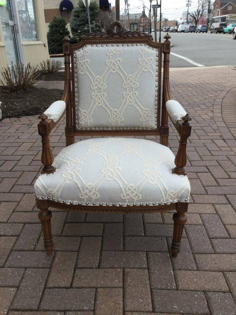 French Pair of Beautiful Louis XVI Style Walnut Armchairs