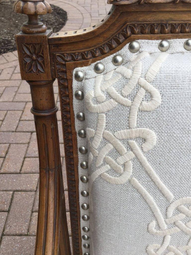 Pair of Beautiful Louis XVI Style Walnut Armchairs In Excellent Condition In Hopewell, NJ