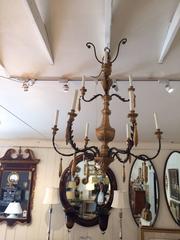 Monumental French Giltwood and Iron Chandelier