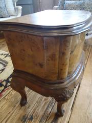 Pair of Antique Burlwood Single Door Night Tables