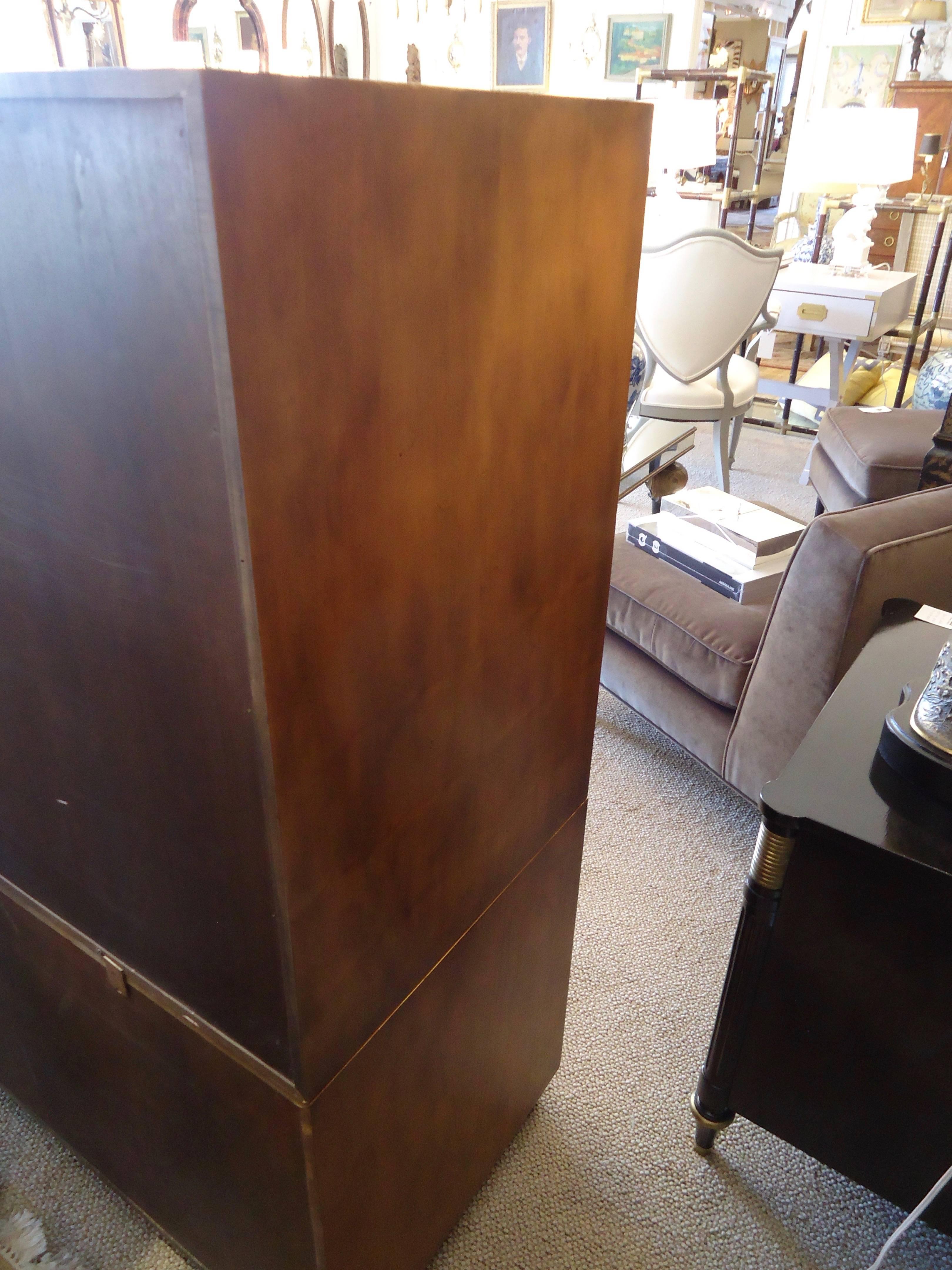 Campaign Style Wooden Dresser or Chest of Drawers by Baker In Excellent Condition In Hopewell, NJ