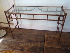 Medium Sized Sleek Faux Bamboo Style Iron Console