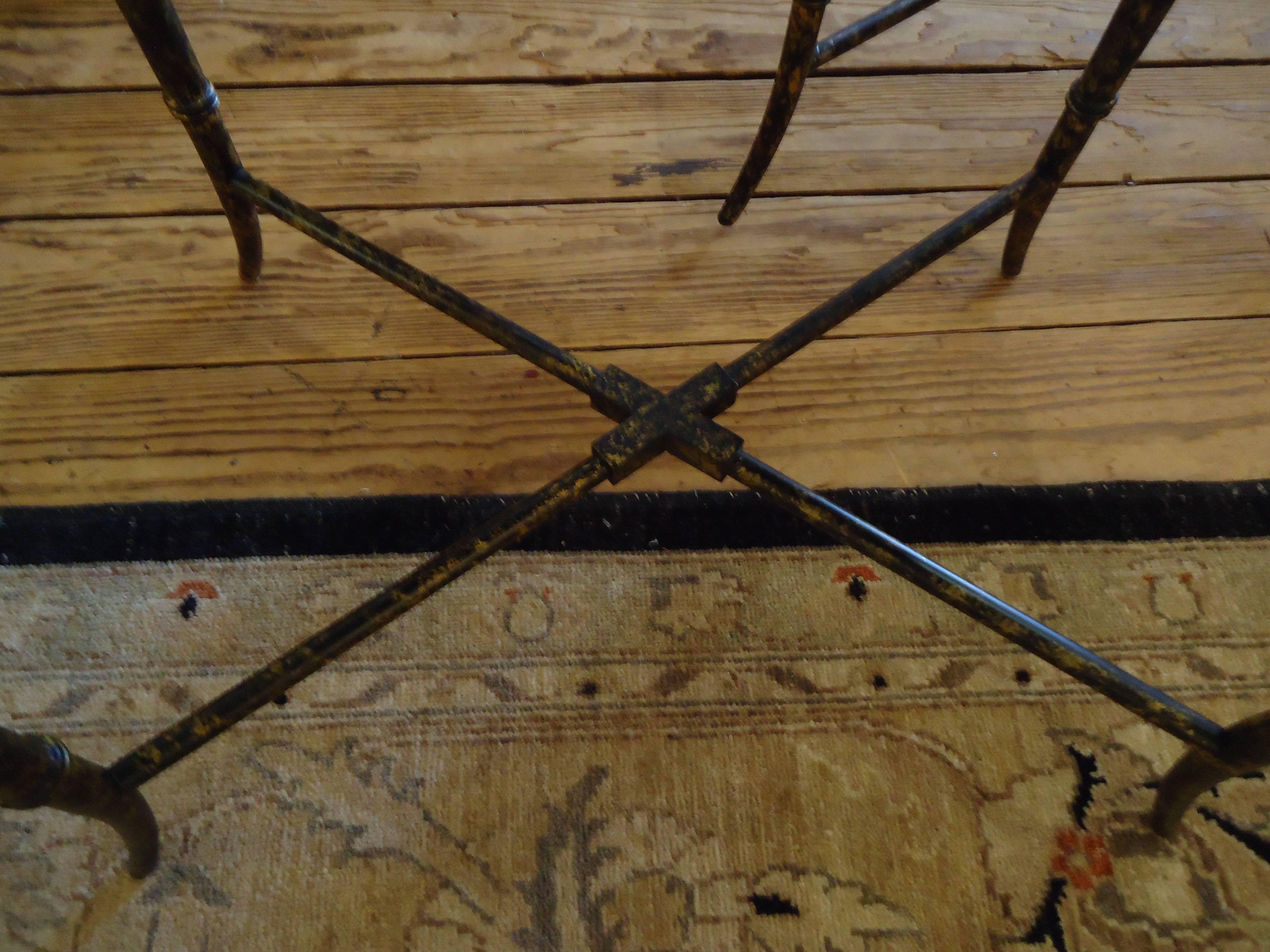 Late 20th Century Pair of Faux Tortoise Side Tables with Removable Tray Tops