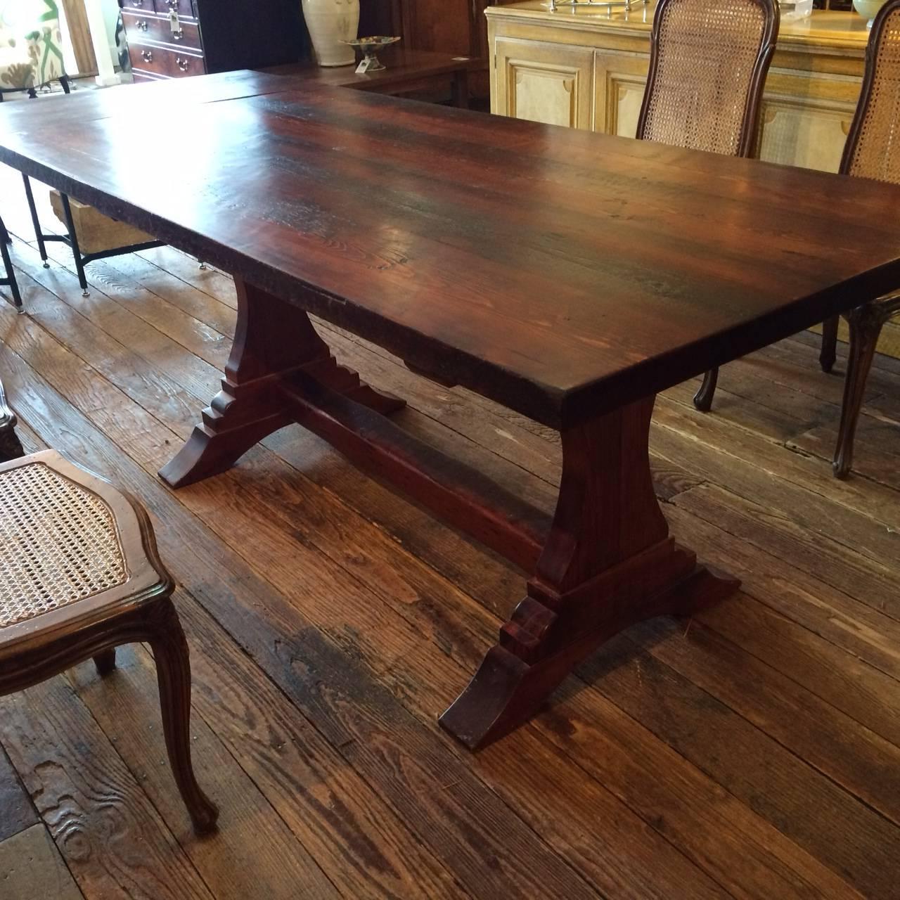 American Reclaimed Pine Trestle Farm Table with Extensions