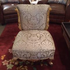 Pretty Antique Giltwood and Upholstered Slipper Chair