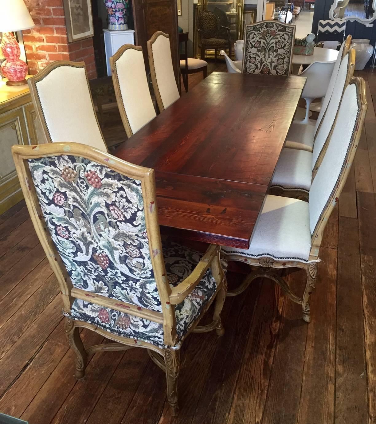 Set of Eight Impressive Large Carved Wood Dining Chairs In Good Condition In Hopewell, NJ