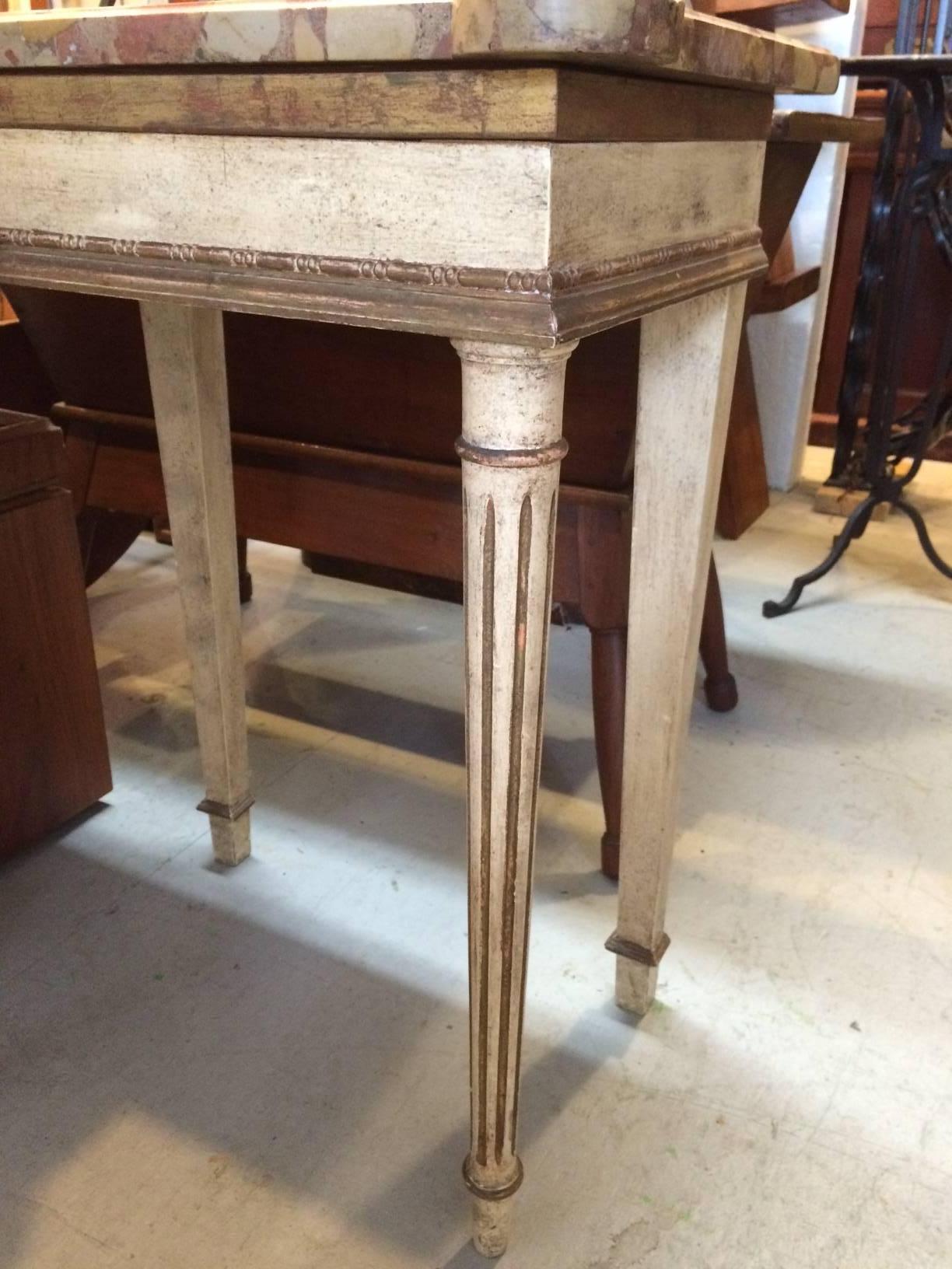 Regency Style Carved Wood and Marble Console In Excellent Condition In Hopewell, NJ