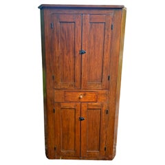 Antique Charming Country Honey Pine Corner Cabinet