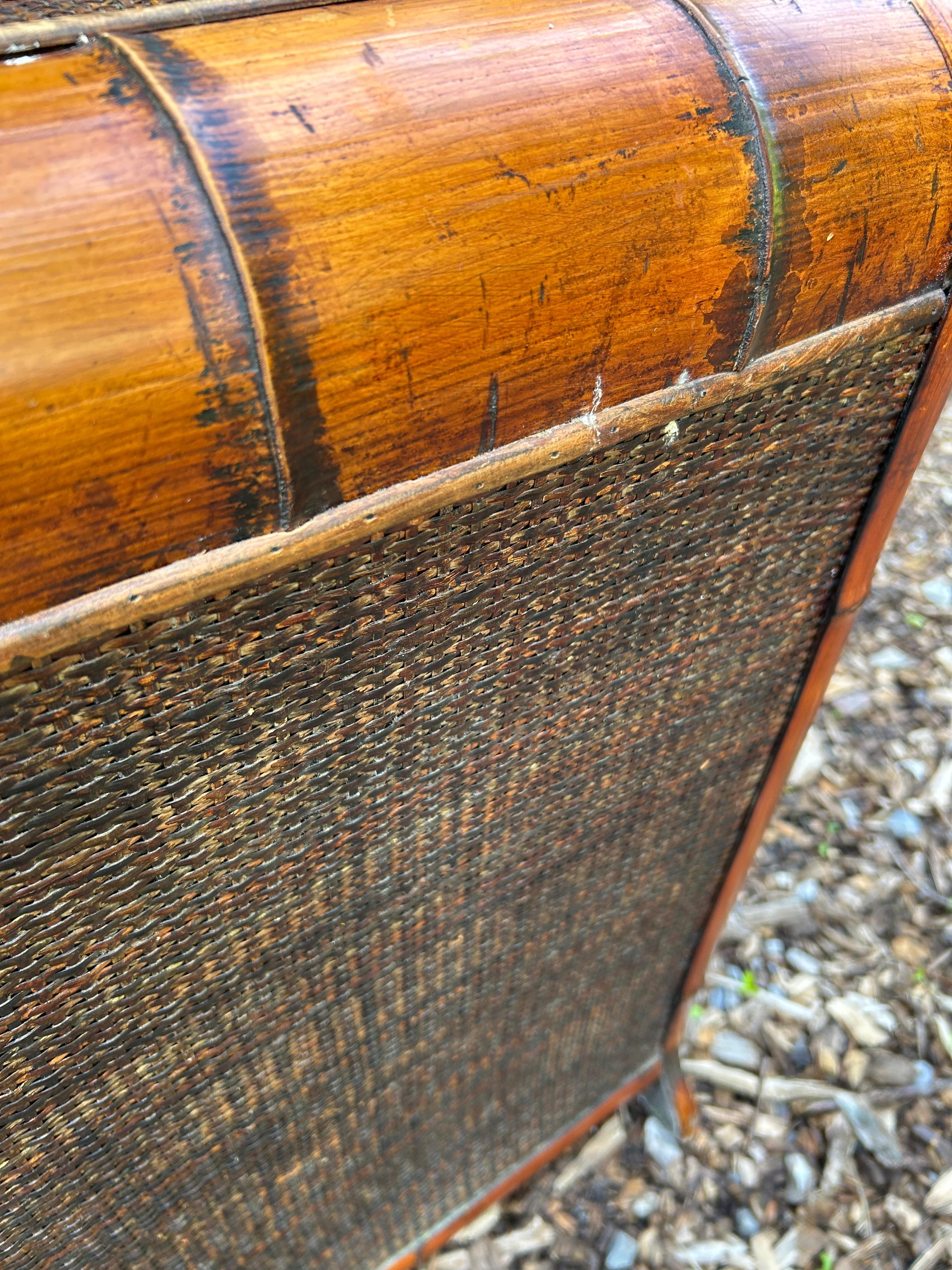Cool Palm Tree Motif Rattan & Bamboo Retro Small Chest of Drawers For Sale 1
