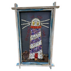 Mary Teeter Maine Folk Art of Lighthouse with Buttons