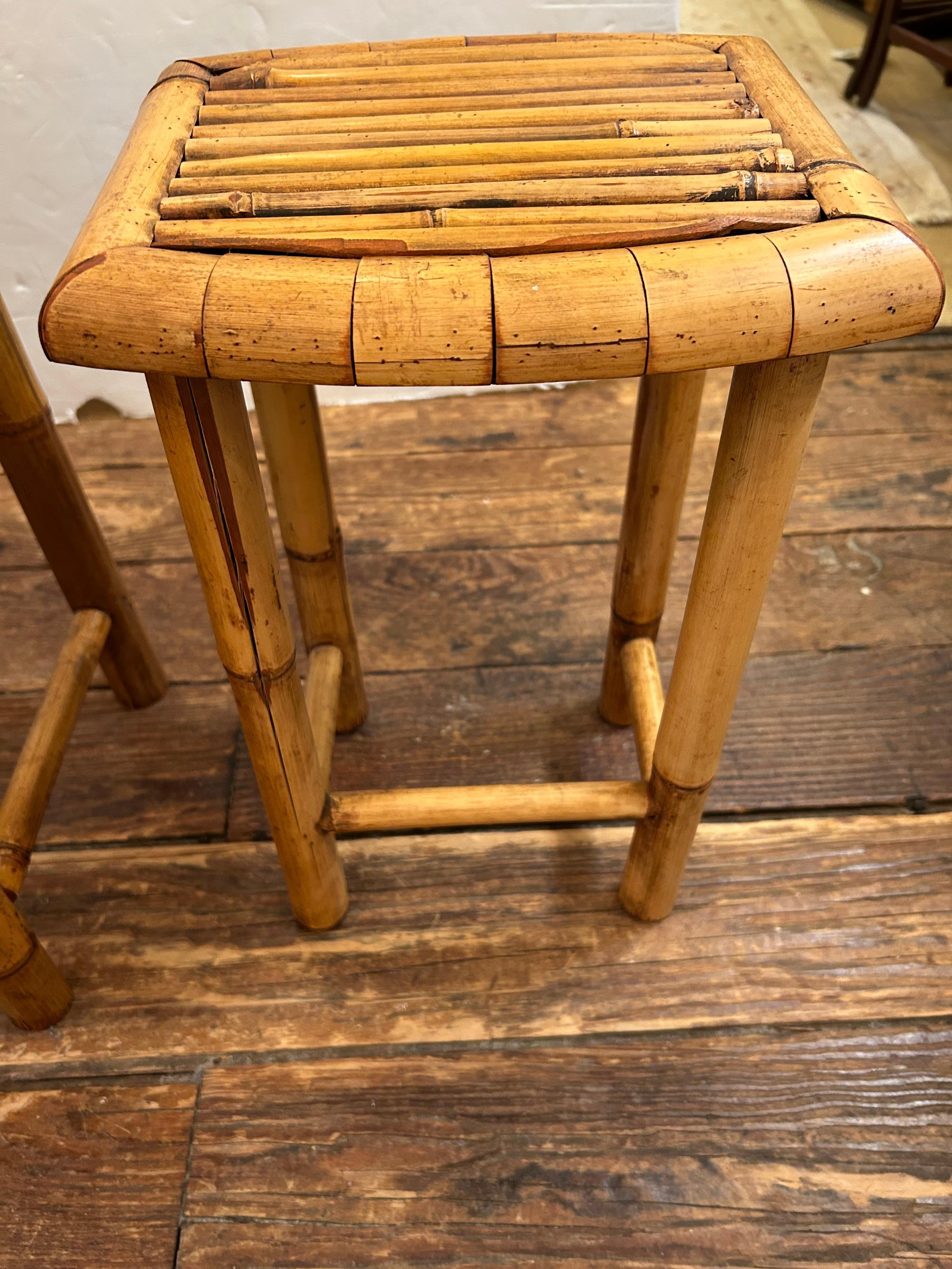 Ensemble intelligent de tables gigognes en bambou vintage en vente 1