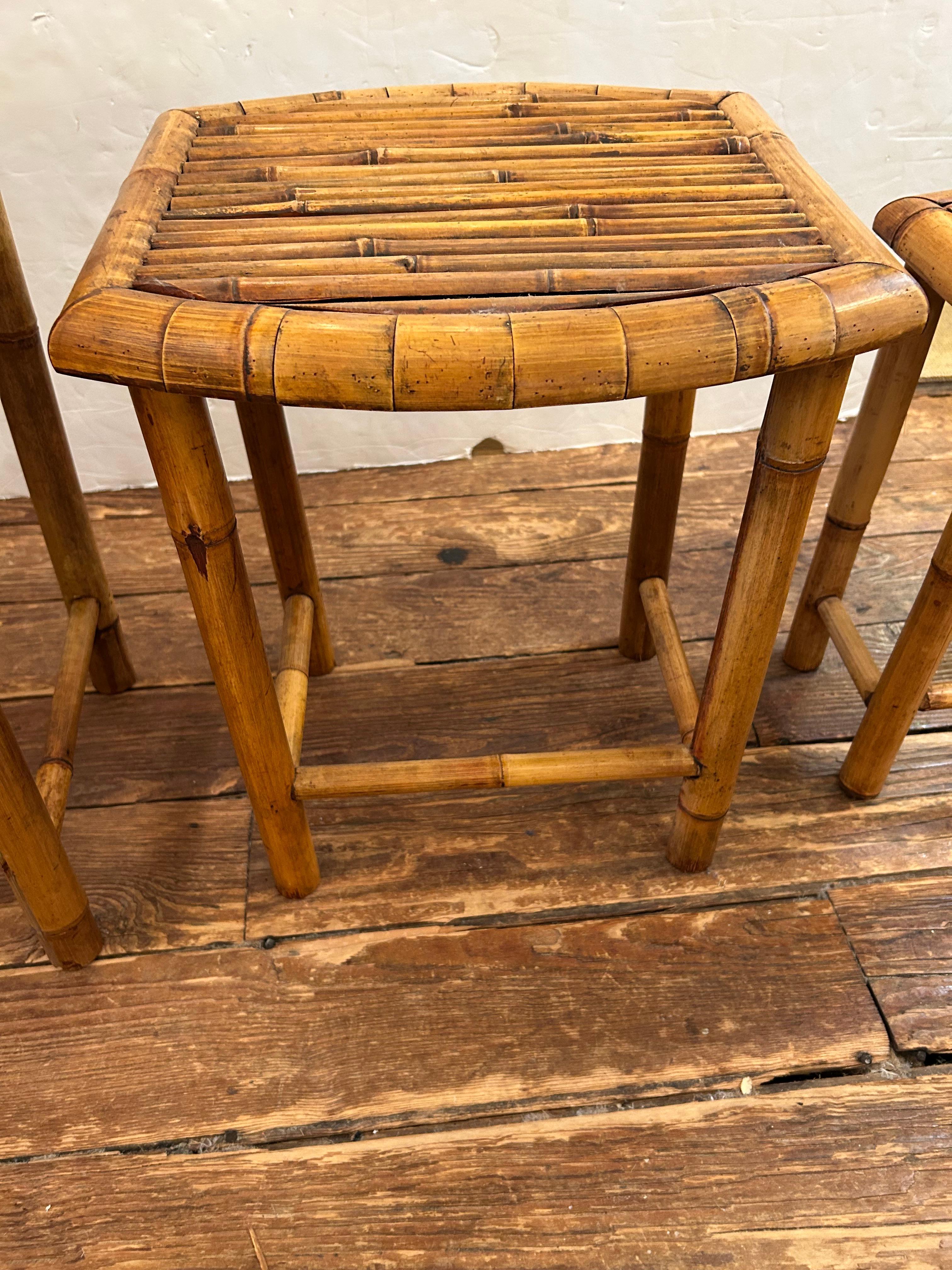 Ensemble intelligent de tables gigognes en bambou vintage en vente 2
