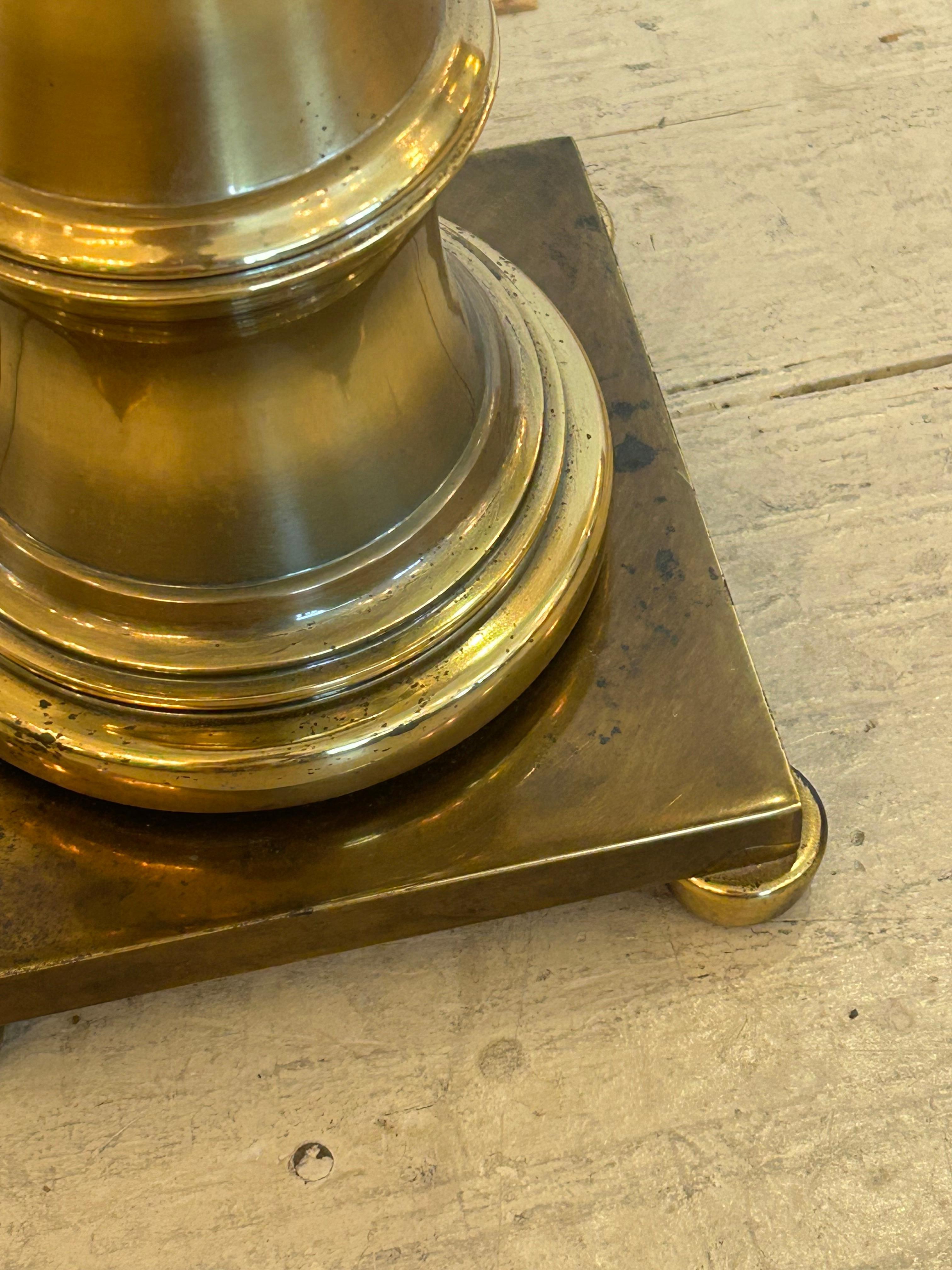 Magnificent Tall Vintage Stiffel Bamboo Brass Table Lamp with Custom Shade For Sale 1