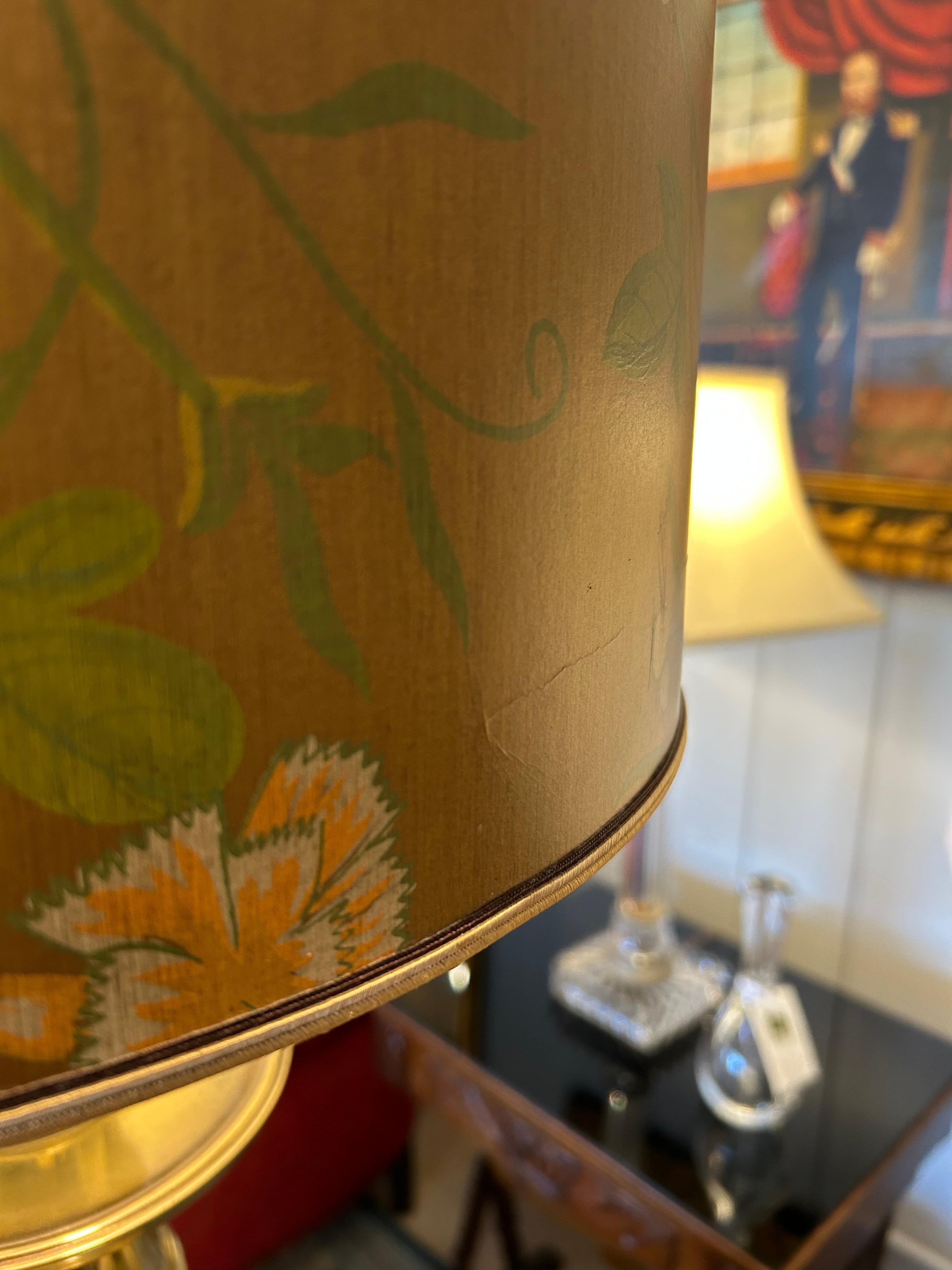Magnificent Tall Vintage Stiffel Bamboo Brass Table Lamp with Custom Shade For Sale 9