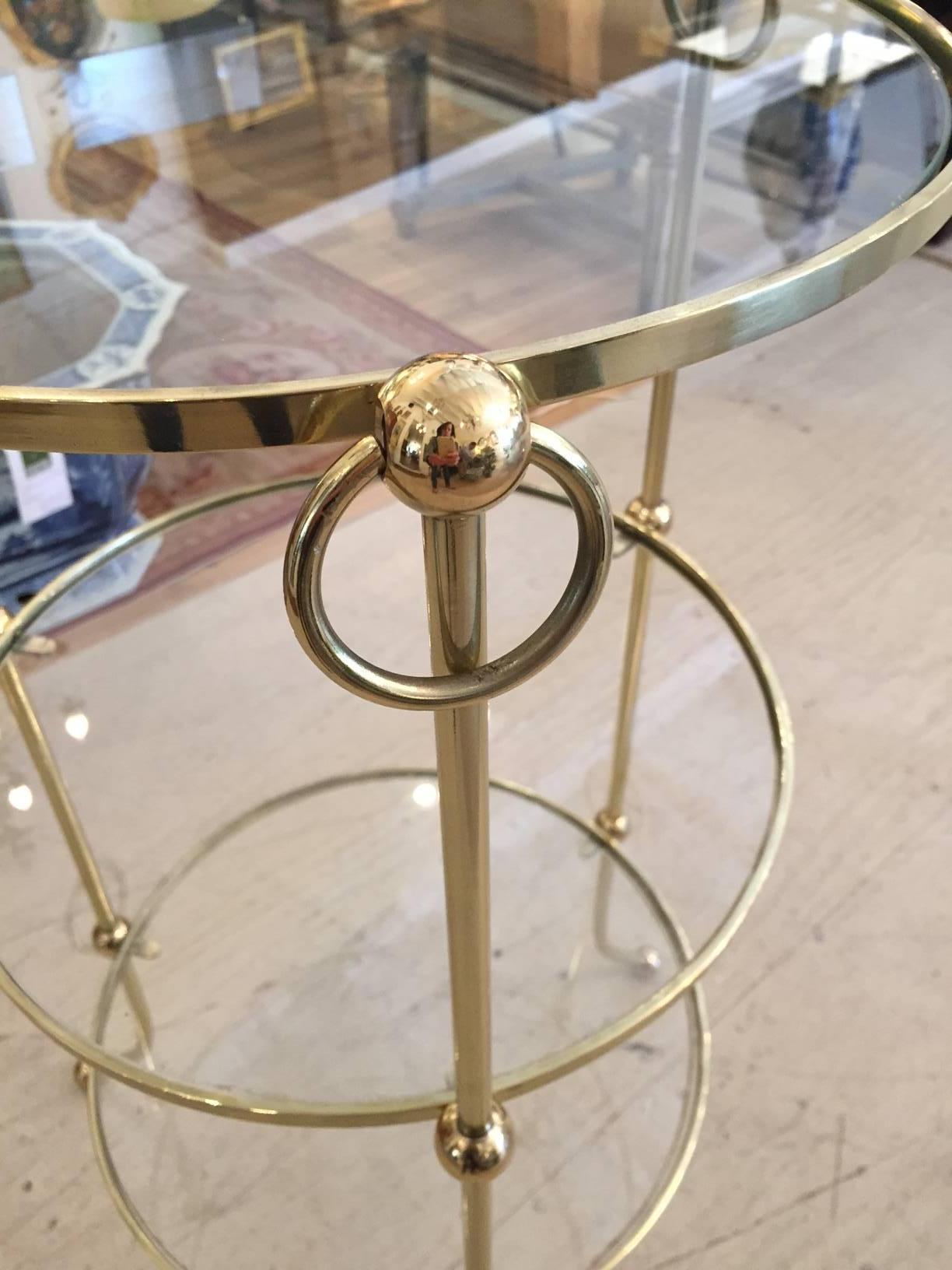 Mid-20th Century Italian Brass Campaign Style Three-Tier Side Table