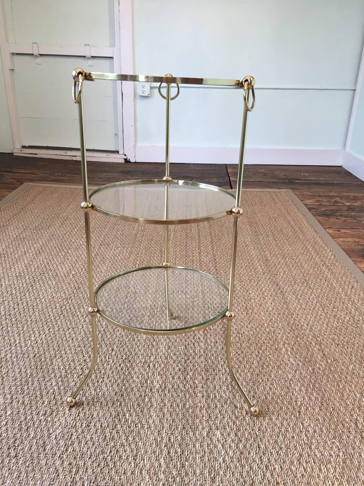 Italian Brass Campaign Style Three-Tier Side Table In Excellent Condition In Hopewell, NJ