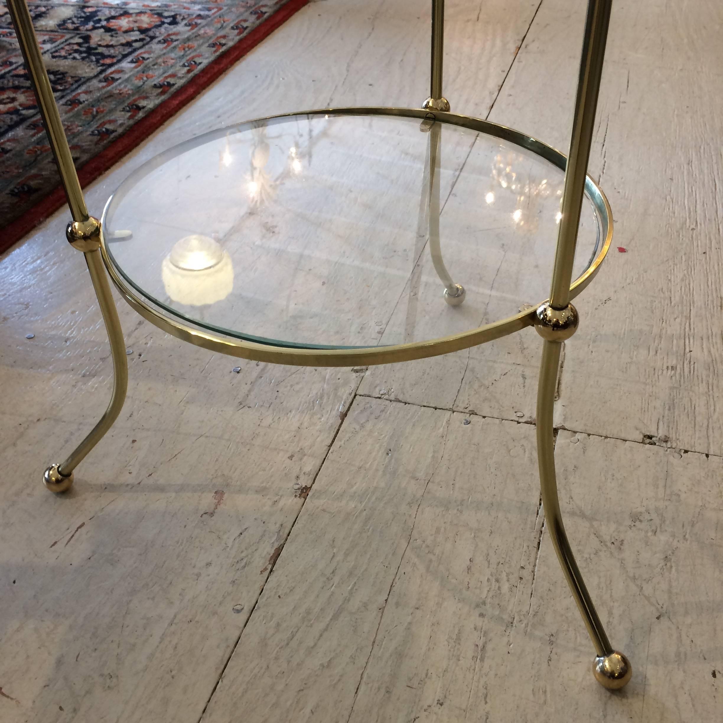 Italian Brass Campaign Style Three-Tier Side Table 3