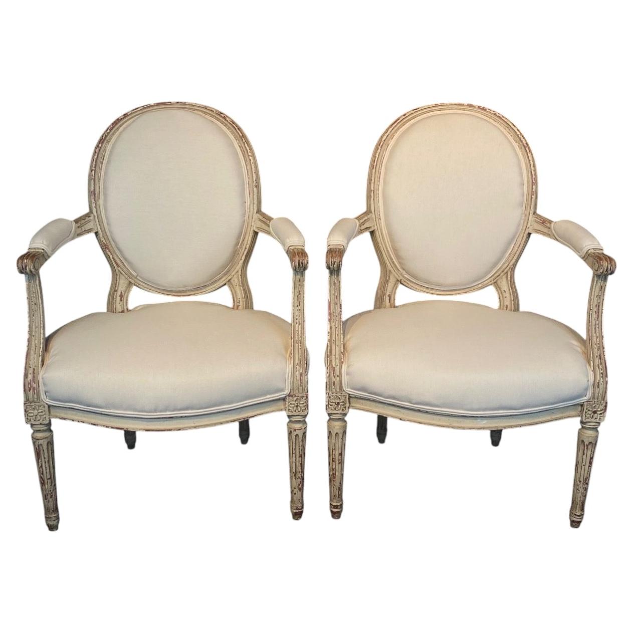 French Pair Louis XV Armchairs or Fauteuils